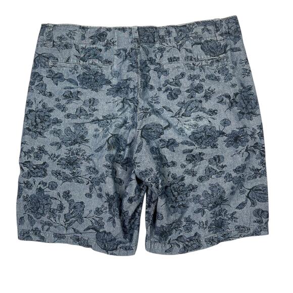 GAP Floral AOP Chambray Lived In Shorts Overprint 9" Inseam Blue Mens 34 - Picture 2 of 5